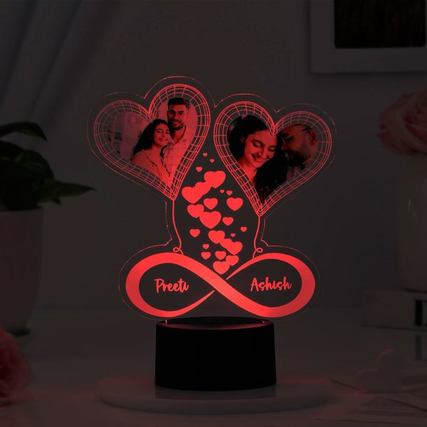 Infinite Personalized Valentine Black Base LED Lamp